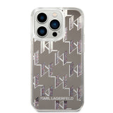 Husa de protectie Karl Lagerfeld Hardcase Liquid Glitter (KLHCP14LLMNMS) compatibil cu iPhone 14 Pro, Argintiu Monogram
