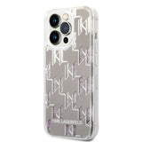 Husa de protectie Karl Lagerfeld Hardcase Liquid Glitter (KLHCP14LLMNMS) compatibil cu iPhone 14 Pro, Argintiu Monogram