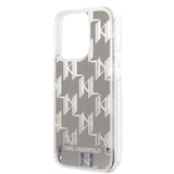 Husa de protectie Karl Lagerfeld Hardcase Liquid Glitter (KLHCP14LLMNMS) compatibil cu iPhone 14 Pro, Argintiu Monogram