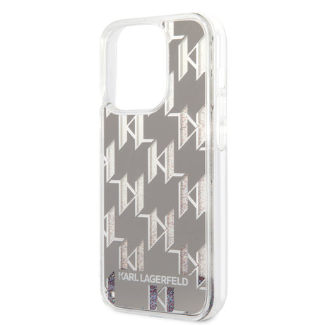 Husa de protectie Karl Lagerfeld Hardcase Liquid Glitter (KLHCP14LLMNMS) compatibil cu iPhone 14 Pro, Argintiu Monogram