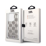Husa de protectie Karl Lagerfeld Hardcase Liquid Glitter (KLHCP14LLMNMS) compatibil cu iPhone 14 Pro, Argintiu Monogram
