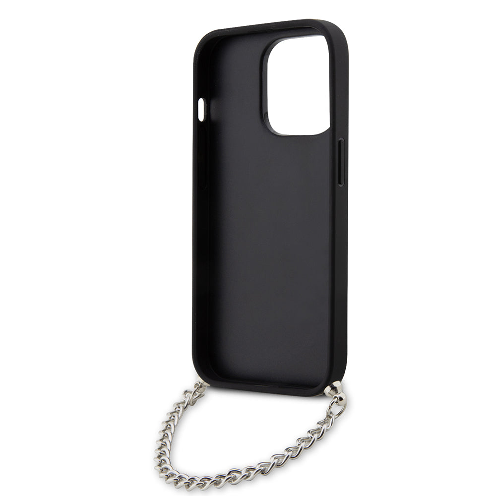 Husa de protectie Karl Lagerfeld Saffiano Monogram Chain (KLHCP14LSACKLHPK) compatibil cu iPhone 14 Pro, Negru