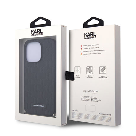 Husa de protectie Karl Lagerfeld Saffiano Monogram Chain (KLHCP14LSACKLHPK) compatibil cu iPhone 14 Pro, Negru