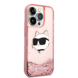 Husa de protectie Karl Lagerfeld Hardcase Glitter (KLHCP14LLNCHCP) compatibil cu iPhone 14 Pro, Roz Choupette Head