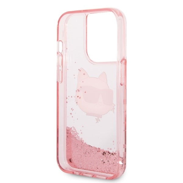 Husa de protectie Karl Lagerfeld Hardcase Glitter (KLHCP14LLNCHCP) compatibil cu iPhone 14 Pro, Roz Choupette Head