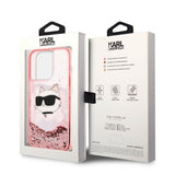 Husa de protectie Karl Lagerfeld Hardcase Glitter (KLHCP14LLNCHCP) compatibil cu iPhone 14 Pro, Roz Choupette Head