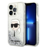 Husa de protectie Karl Lagerfeld Hardcase Glitter (KLHCP14LLNKHCH) compatibil cu iPhone 14 Pro, Argintiu Karl Head