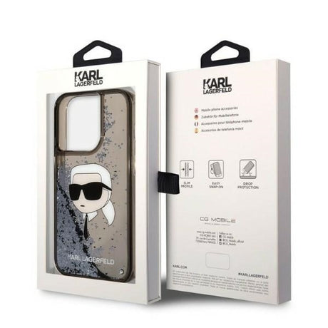 Husa de protectie Karl Lagerfeld Hardcase Glitter (KLHCP14LLNKHCK) compatibil cu iPhone 14 Pro, Karl Head
