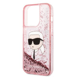 Husa de protectie Karl Lagerfeld Hardcase Glitter (KLHCP14LLNKHCP) compatibil cu iPhone 14 Pro, Roz Karl Head