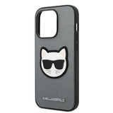 Husa de protectie Karl Lagerfeld Saffiano (KLHCP14LSAPCHG) compatibil cu iPhone 14 Pro, Argintiu Choupette Head