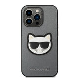Husa de protectie Karl Lagerfeld Saffiano (KLHCP14LSAPCHG) compatibil cu iPhone 14 Pro, Argintiu Choupette Head