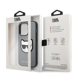 Husa de protectie Karl Lagerfeld Saffiano (KLHCP14LSAPCHG) compatibil cu iPhone 14 Pro, Argintiu Choupette Head