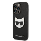 Husa de protectie Karl Lagerfeld Saffiano (KLHCP14LSAPCHK) compatibil cu iPhone 14 Pro, Choupette Head