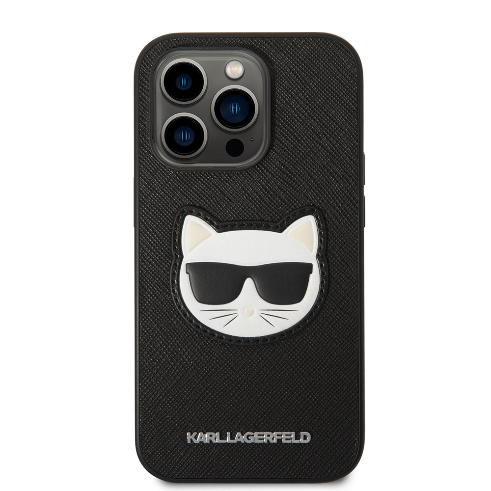 Husa de protectie Karl Lagerfeld Saffiano (KLHCP14LSAPCHK) compatibil cu iPhone 14 Pro, Choupette Head