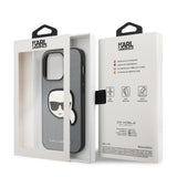 Husa de protectie Karl Lagerfeld Saffiano (KLHCP14LSAPKHG) compatibil cu iPhone 14 Pro, Argintiu Karl`S Head