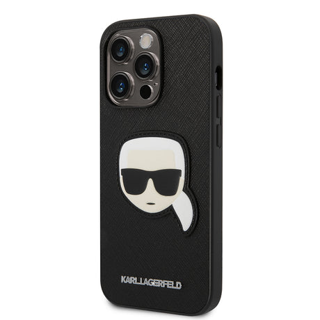 Husa de protectie Karl Lagerfeld Saffiano (KLHCP14LSAPKHK) compatibil cu iPhone 14 Pro, Karl`s Head