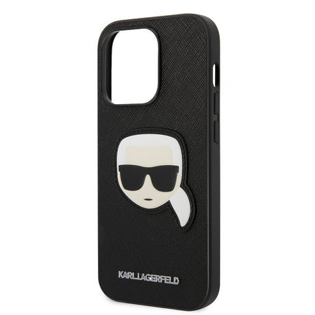 Husa de protectie Karl Lagerfeld Saffiano (KLHCP14LSAPKHK) compatibil cu iPhone 14 Pro, Karl`s Head