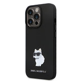 Husa de protectie Karl Lagerfeld Silicone (KLHCP14LSMHCNPK) compatibil cu iPhone 14 Pro, Choupette Metal Pin