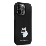 Husa de protectie Karl Lagerfeld Silicone (KLHCP14LSMHCNPK) compatibil cu iPhone 14 Pro, Choupette Metal Pin