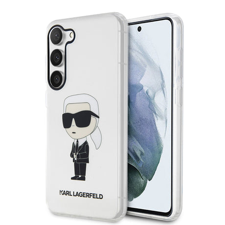 Husa de protectie Karl Lagerfeld Hardcase Transparent (KLHCS23SHNIKTCT) compatibil cu Samsung Galaxy S23, Ikonik Karl Lagerfeld