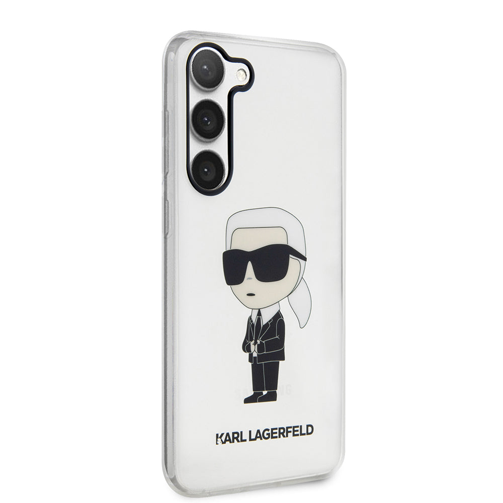Husa de protectie Karl Lagerfeld Hardcase Transparent (KLHCS23SHNIKTCT) compatibil cu Samsung Galaxy S23, Ikonik Karl Lagerfeld