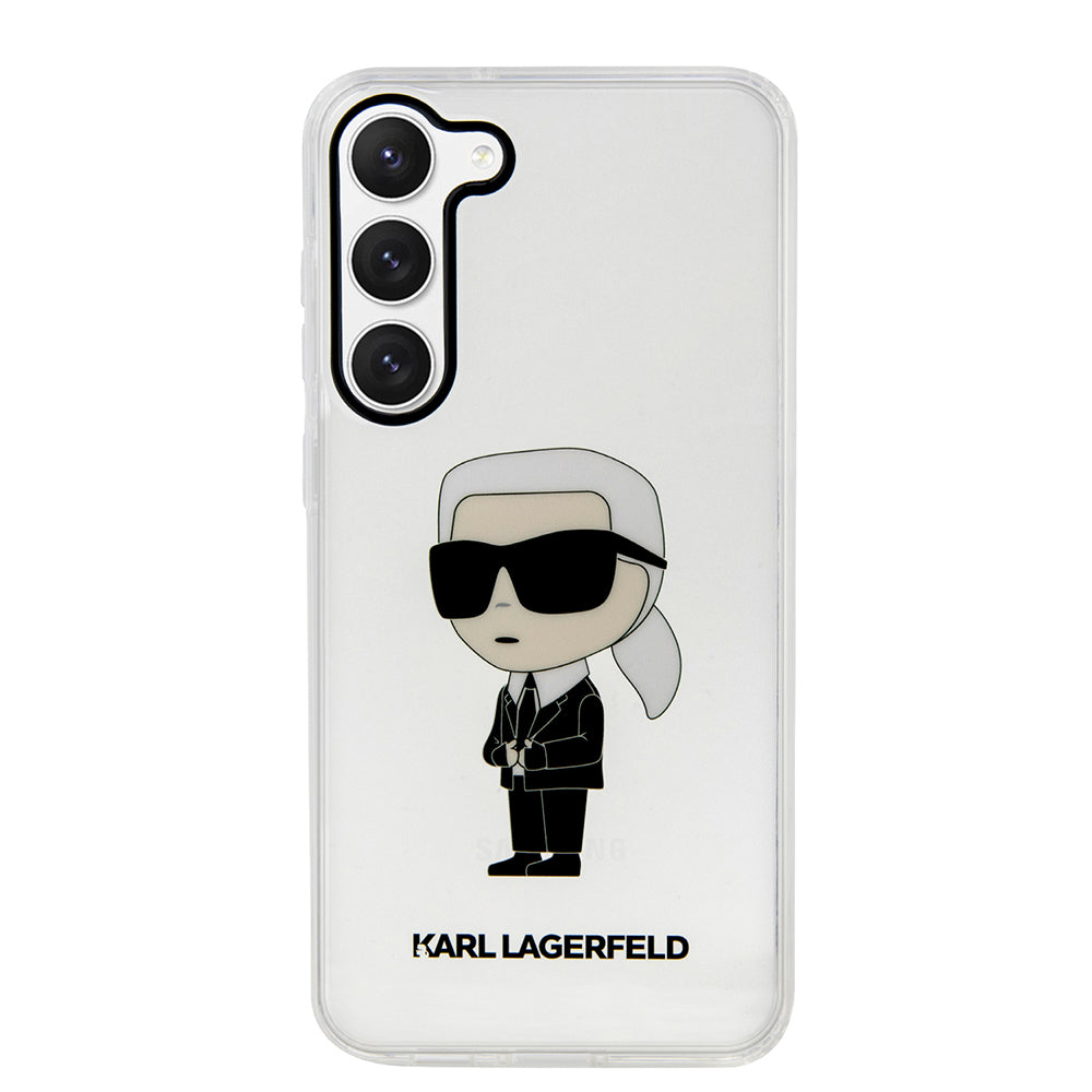 Husa de protectie Karl Lagerfeld Hardcase Transparent (KLHCS23SHNIKTCT) compatibil cu Samsung Galaxy S23, Ikonik Karl Lagerfeld