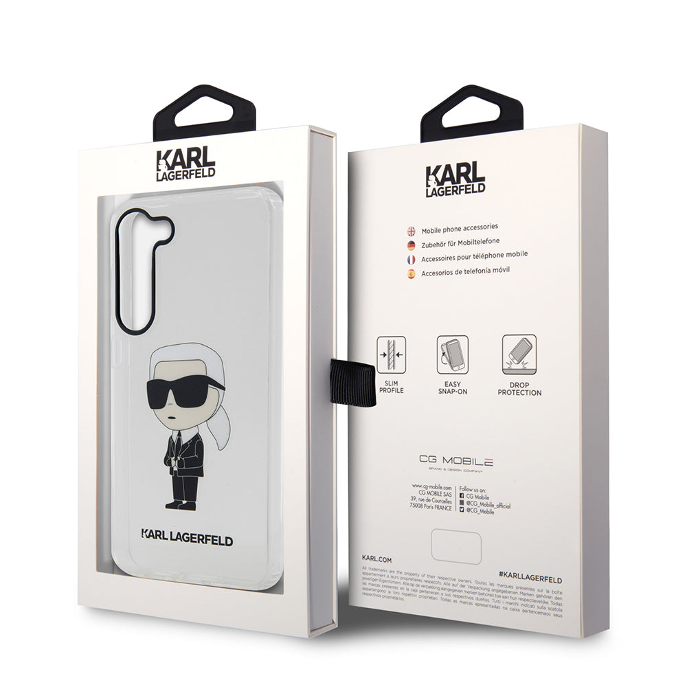 Husa de protectie Karl Lagerfeld Hardcase Transparent (KLHCS23SHNIKTCT) compatibil cu Samsung Galaxy S23, Ikonik Karl Lagerfeld