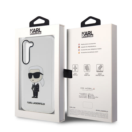 Husa de protectie Karl Lagerfeld Hardcase Transparent (KLHCS23SHNIKTCT) compatibil cu Samsung Galaxy S23, Ikonik Karl Lagerfeld