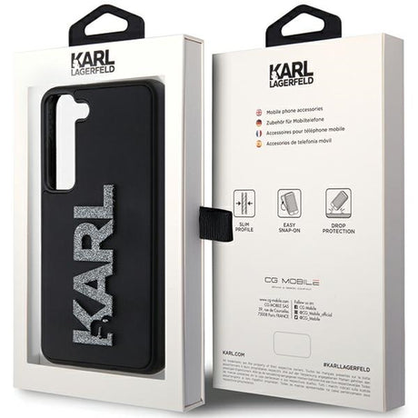 Husa de protectie Karl Lagerfeld 3D Design (KLHCS24S3DMBKCK) compatibil cu Samsung Galaxy S24, Rubber Glitter Logo