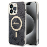 Husa de protectie Guess IML 4G MagSafe (GUHMP15LH4STK) compatibil cu iPhone 15 Pro, Negru
