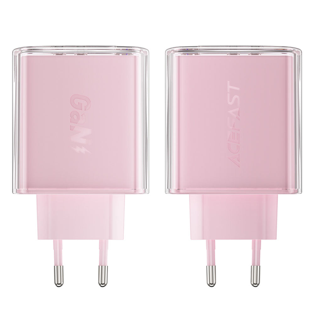 Incarcator Acefast Exploration Series (A45), 2 x USB-C, USB, GaN, PD65W, Fast Charging, Cherry Blossom