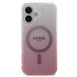 Husa de protectie Guess IML Glitter Gradient MagSafe (GUHMP16SHGRCELP) compatibil cu iPhone 16, Roz