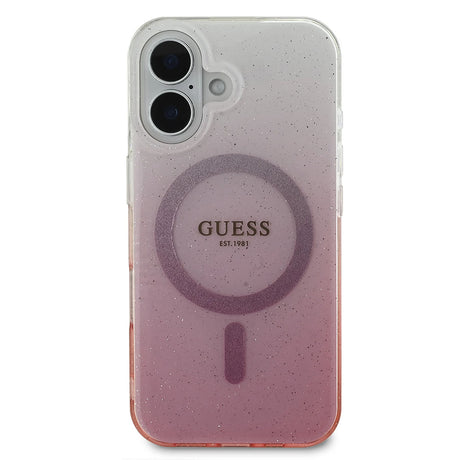 Husa de protectie Guess IML Glitter Gradient MagSafe (GUHMP16SHGRCELP) compatibil cu iPhone 16, Roz