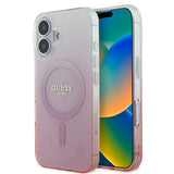 Husa de protectie Guess IML Glitter Gradient MagSafe (GUHMP16SHGRCELP) compatibil cu iPhone 16, Roz