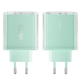 Incarcator Acefast Exploration Series (A45), 2 x USB-C, USB, GaN, PD65W, Fast Charging, Mountain Mist