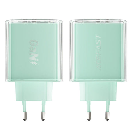 Incarcator Acefast Exploration Series (A45), 2 x USB-C, USB, GaN, PD65W, Fast Charging, Mountain Mist