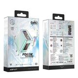 Incarcator Acefast Exploration Series (A45), 2 x USB-C, USB, GaN, PD65W, Fast Charging, Mountain Mist