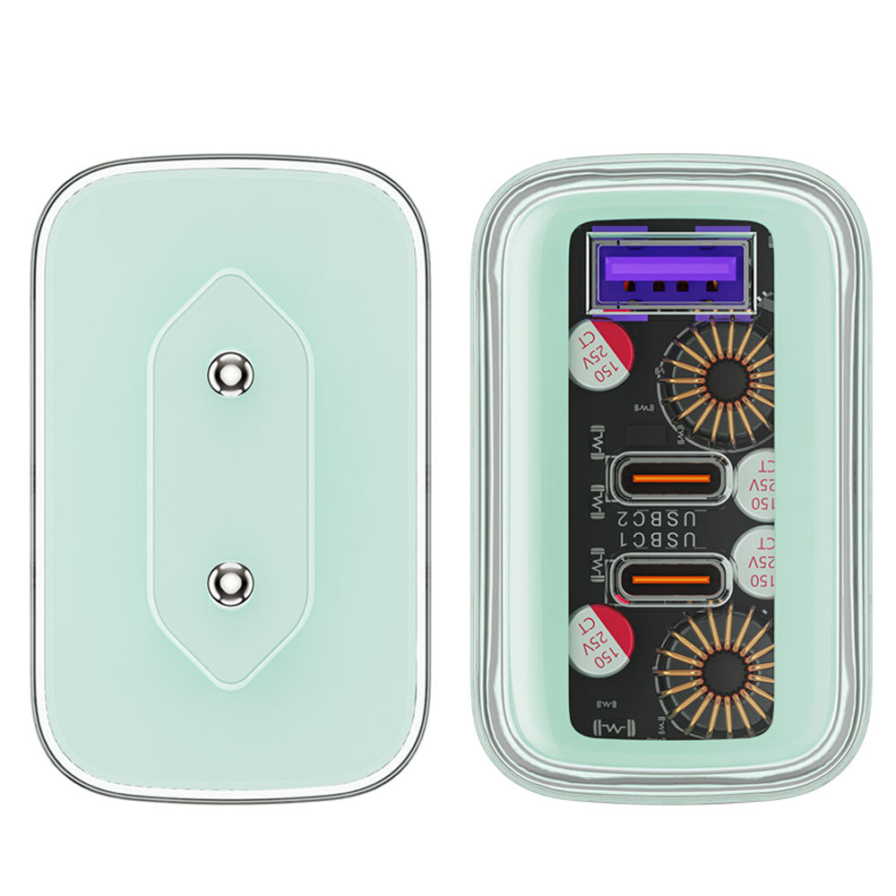 Incarcator Acefast Exploration Series (A45), 2 x USB-C, USB, GaN, PD65W, Fast Charging, Mountain Mist
