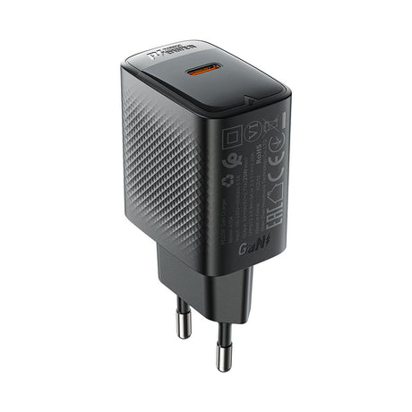 Incarcator Acefast (A104), USB-C, PD25W, GaN Technology, Fast Charging Compatibility, Negru