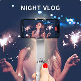 Suport Techsuit Gimbal Mini Selfie Stick (L09), Bluetooth Remote Control, Stable Tripod Mount and Phone Stabilizer, 72cm, Negru