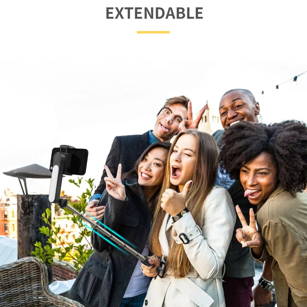 Suport Techsuit Gimbal Mini Selfie Stick (L09), Bluetooth Remote Control, Stable Tripod Mount and Phone Stabilizer, 72cm, Negru