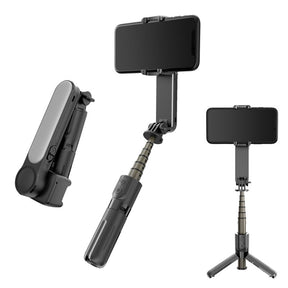 Suport Techsuit Gimbal Mini Selfie Stick (L09), Bluetooth Remote Control, Stable Tripod Mount and Phone Stabilizer, 72cm, Negru