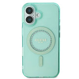 Husa de protectie Guess IML Rhinestones MagSafe (GUHMP16MPFTDTEN) compatibil cu iPhone 16 Plus, Verde