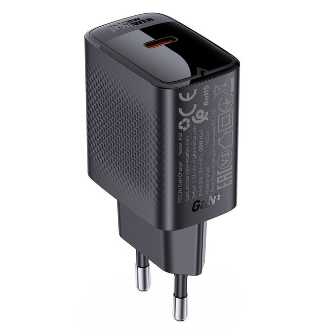 Incarcator Acefast (A82), Type-C, GaN Technology, PD20W, Supports Fast Charging, Negru