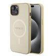Husa de protectie Guess Saffiano MagSafe (GUHMP15MPSAHMCB) compatibil cu iPhone 15 Plus, Auriu