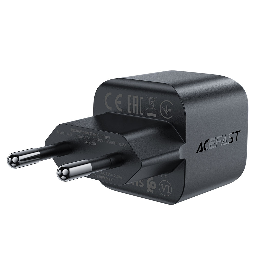 Incarcator Acefast (A77), Type-C, Mini GaN Charger, 30W, Power Delivery, Negru
