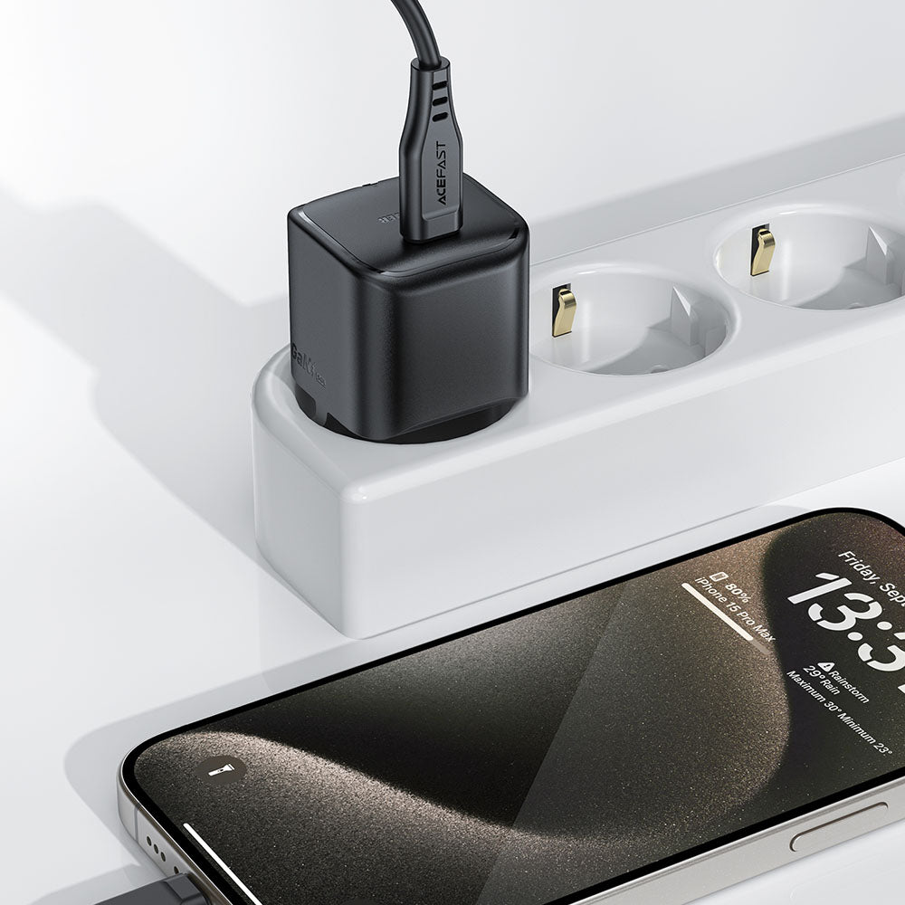 Incarcator Acefast (A77), Type-C, Mini GaN Charger, 30W, Power Delivery, Negru