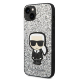 Husa de protectie Karl Lagerfeld Hardcase Glitter (KLHCP14MGFKPG) compatibil cu iPhone 14 Plus, Argintiu Flakes Ikonik