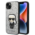 Husa de protectie Karl Lagerfeld Hardcase Glitter (KLHCP14MGFKPG) compatibil cu iPhone 14 Plus, Argintiu Flakes Ikonik