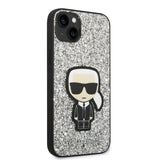 Husa de protectie Karl Lagerfeld Hardcase Glitter (KLHCP14MGFKPG) compatibil cu iPhone 14 Plus, Argintiu Flakes Ikonik
